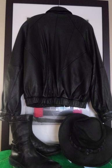 Vintage Leather Moto Bomber Jacket Designer Alvear - Picture 2 of 4